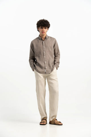 VELAIR LINEN MESA BROWN SHIRT