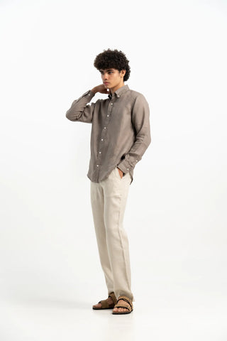 VELAIR LINEN MESA BROWN SHIRT