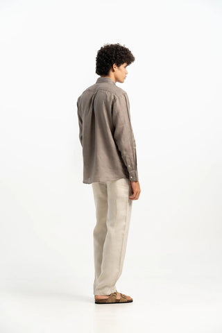 VELAIR LINEN MESA BROWN SHIRT