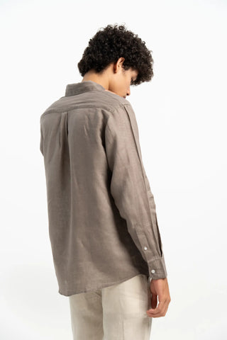 VELAIR LINEN MESA BROWN SHIRT