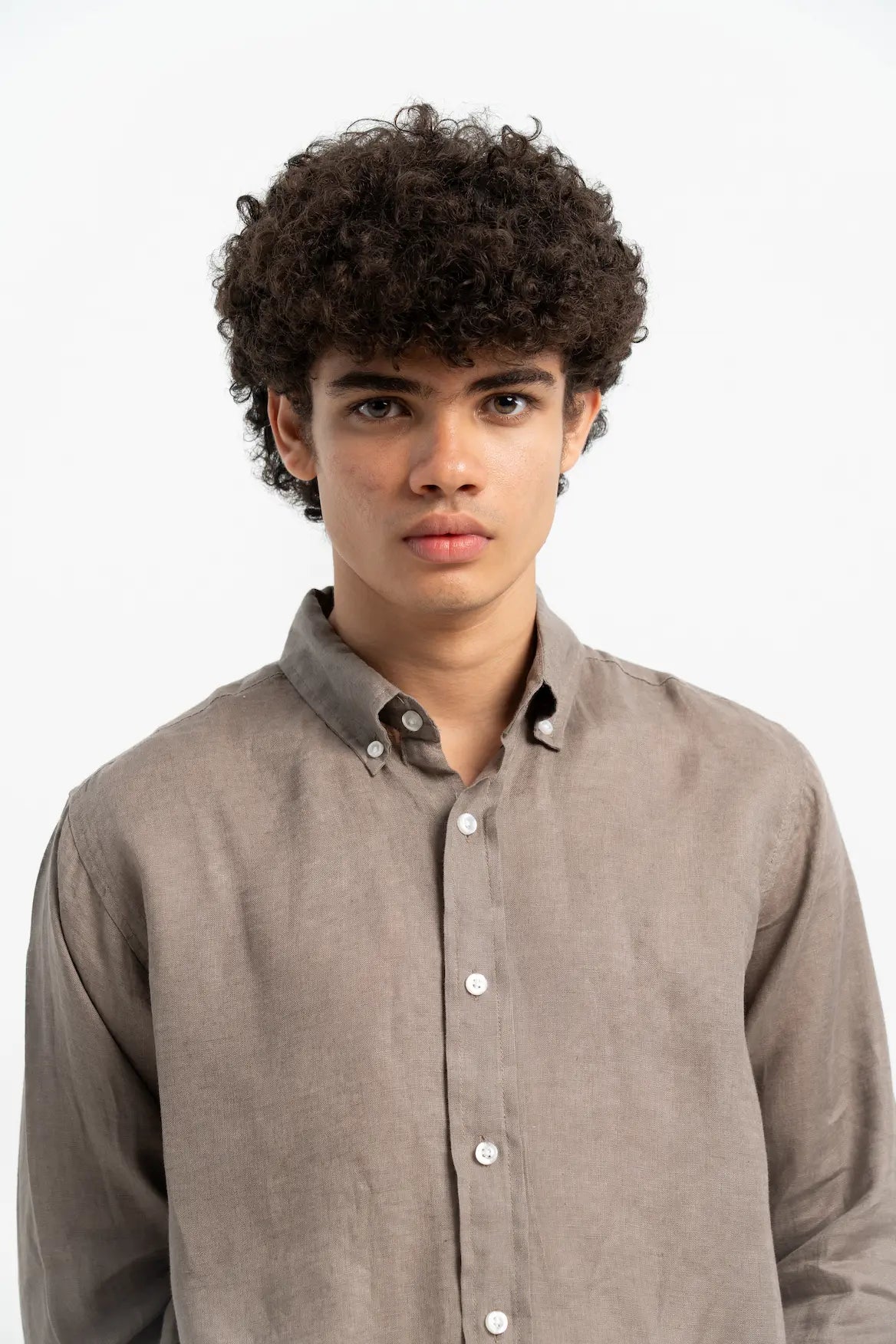 VELAIR LINEN MESA BROWN SHIRT