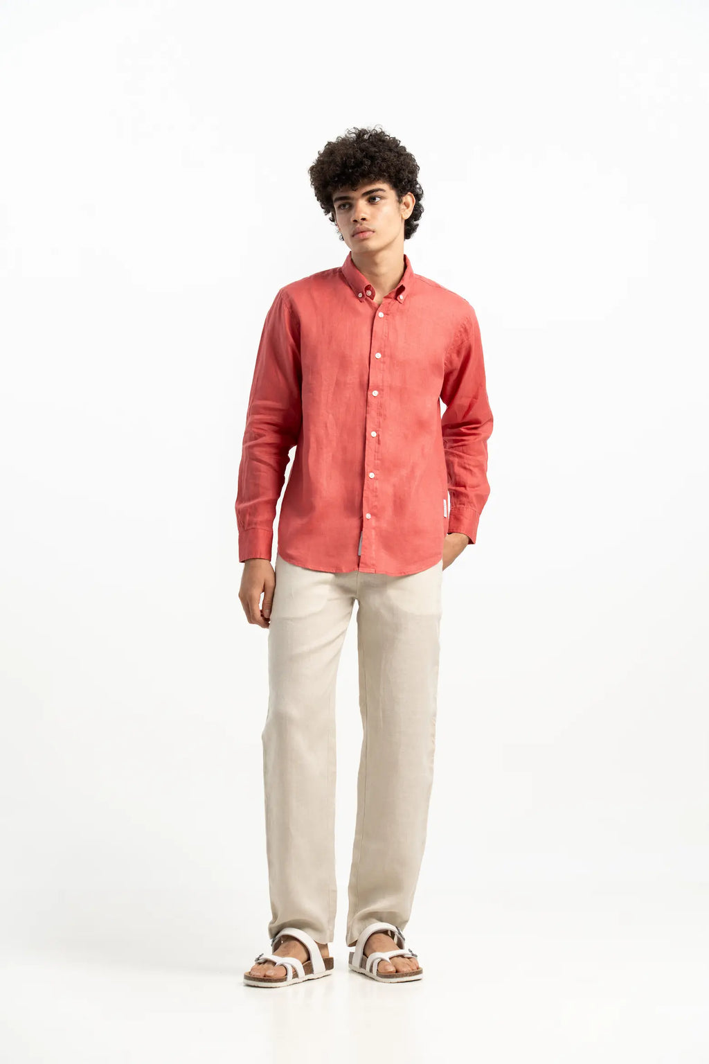VELAIR LINEN RED PEACH SHIRT