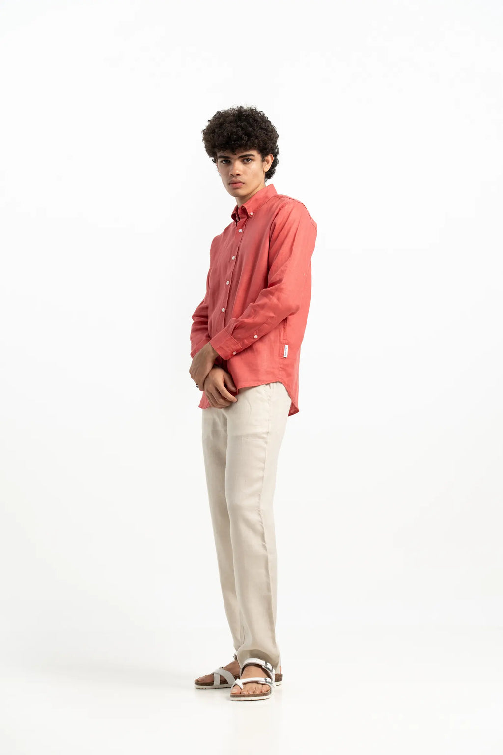 VELAIR LINEN RED PEACH SHIRT