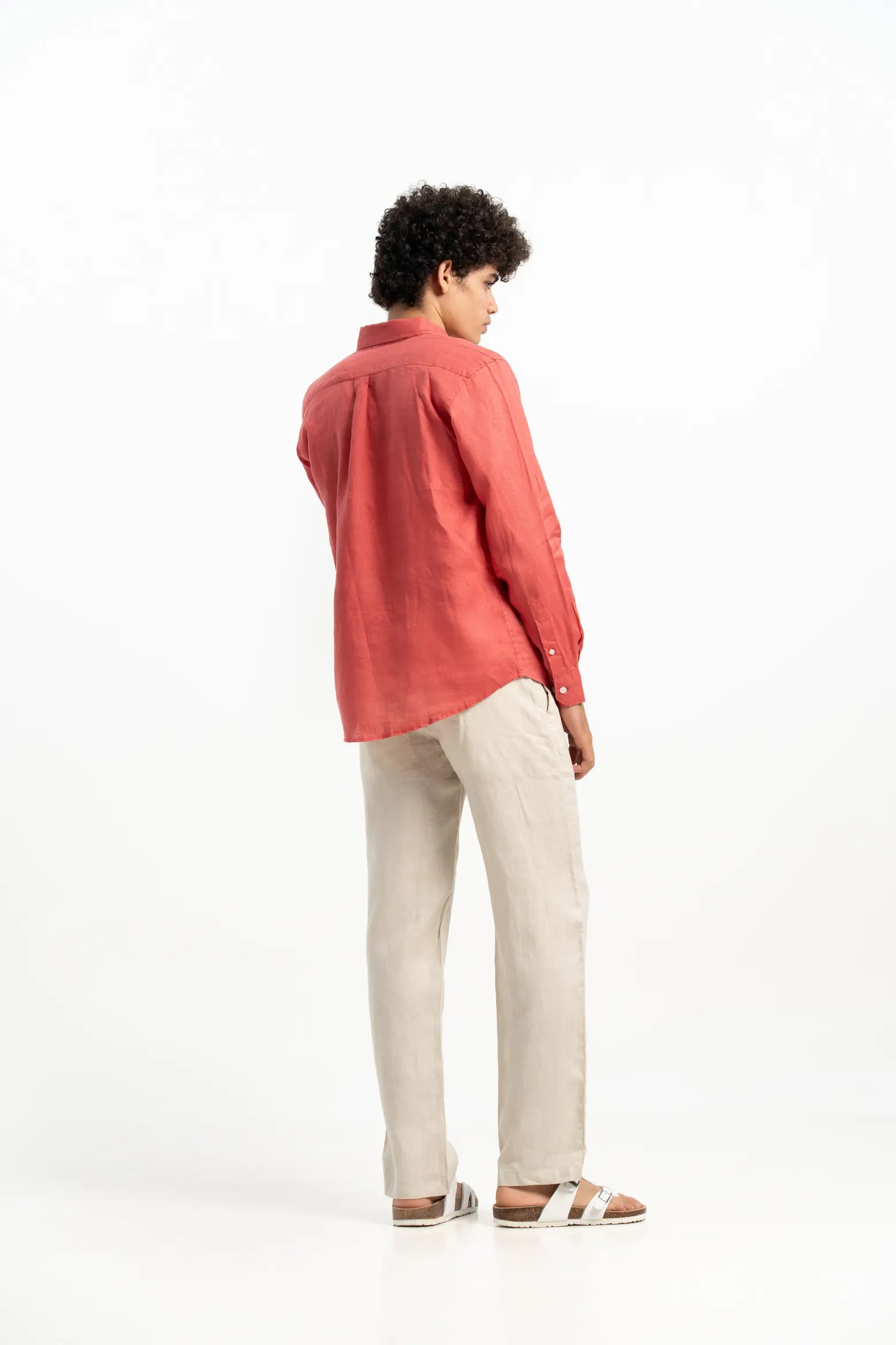 VELAIR LINEN RED PEACH SHIRT