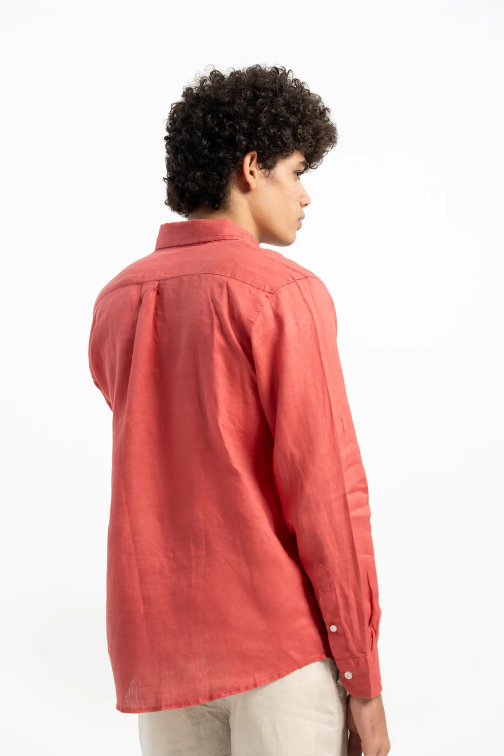 VELAIR LINEN RED PEACH SHIRT