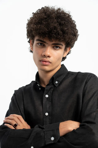 VELAIR LINEN BLACK SHIRT