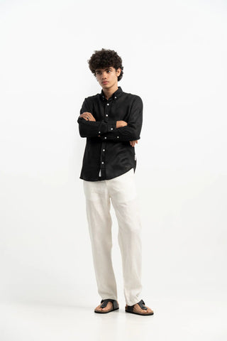 VELAIR LINEN BLACK SHIRT
