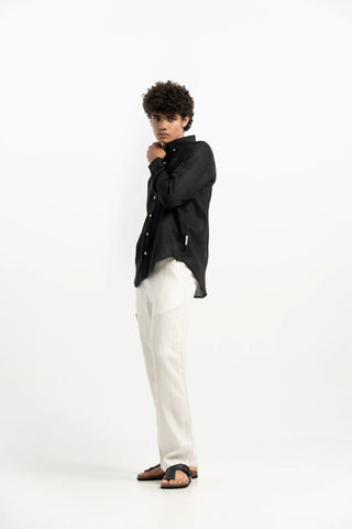 VELAIR LINEN BLACK SHIRT
