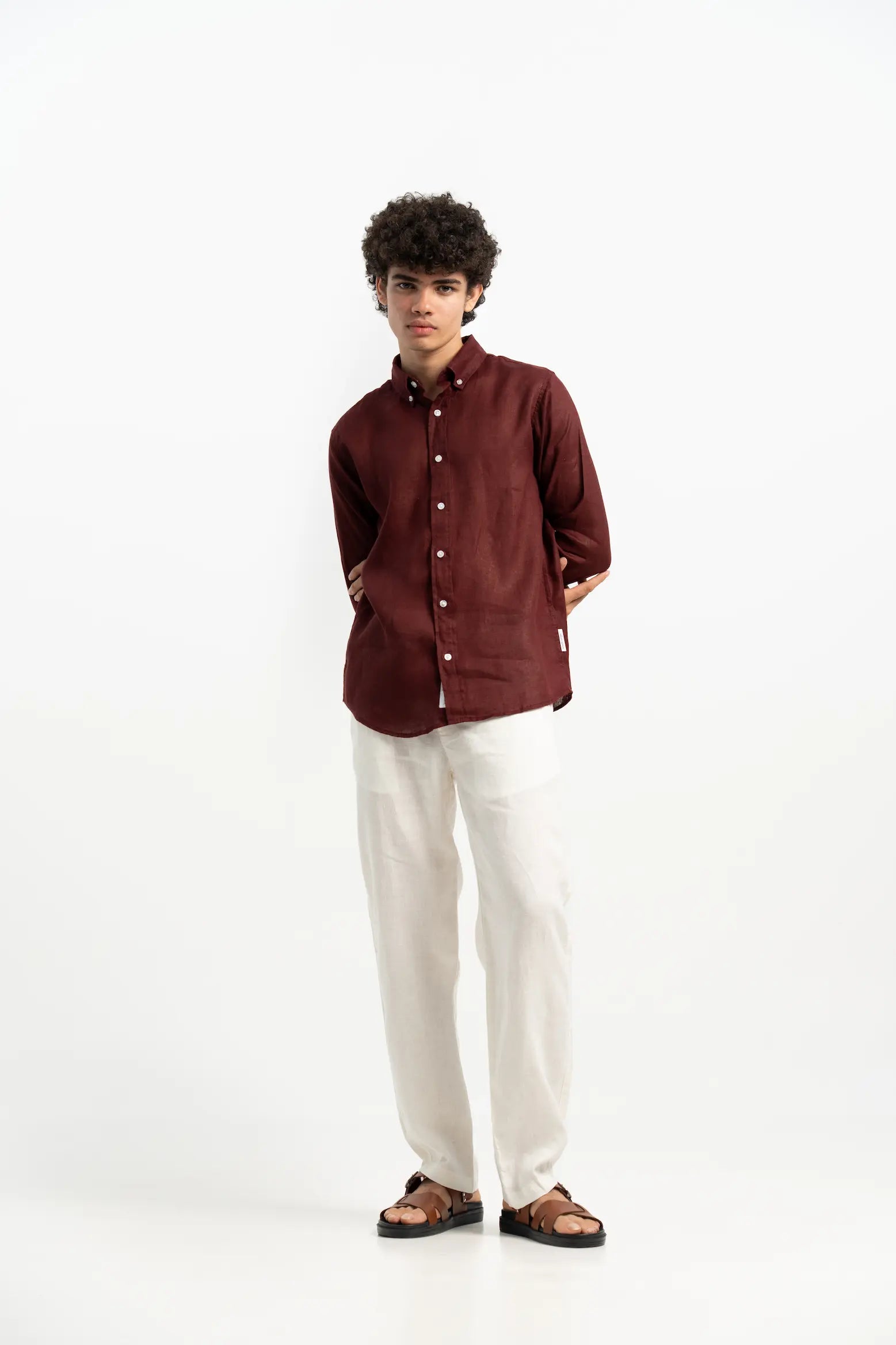 VELAIR LINEN ROYAL MAROON SHIRT