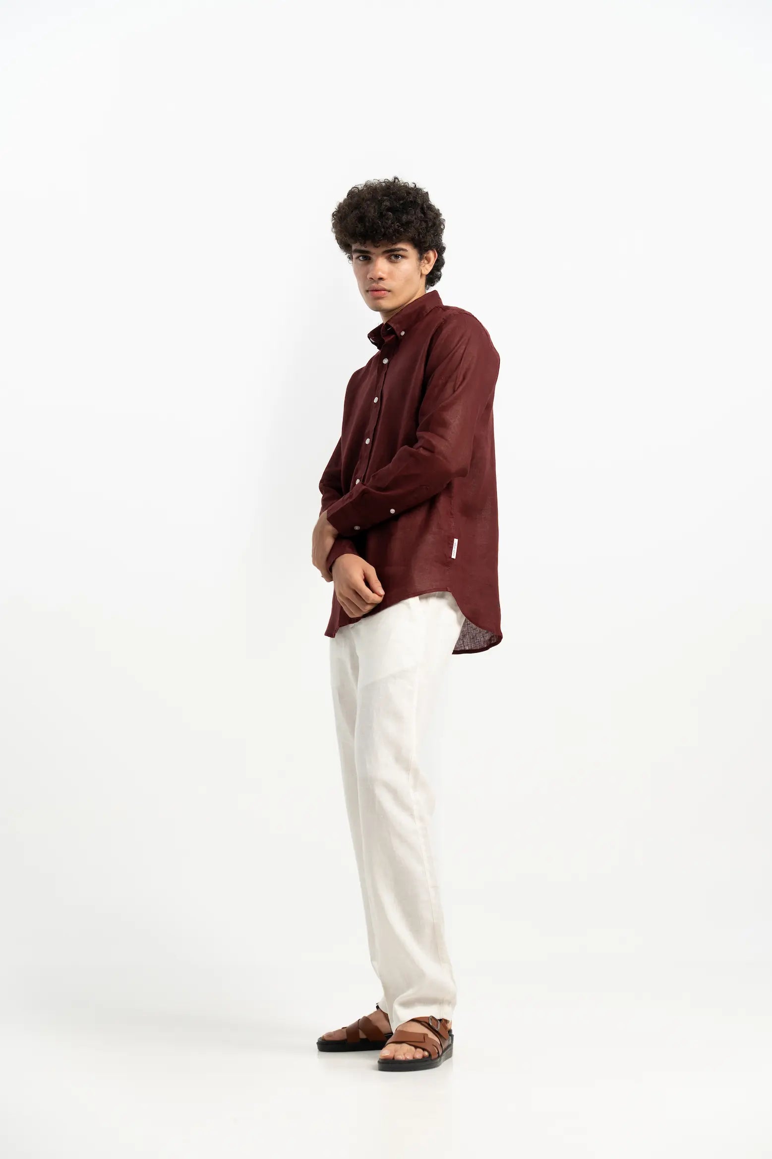 VELAIR LINEN ROYAL MAROON SHIRT