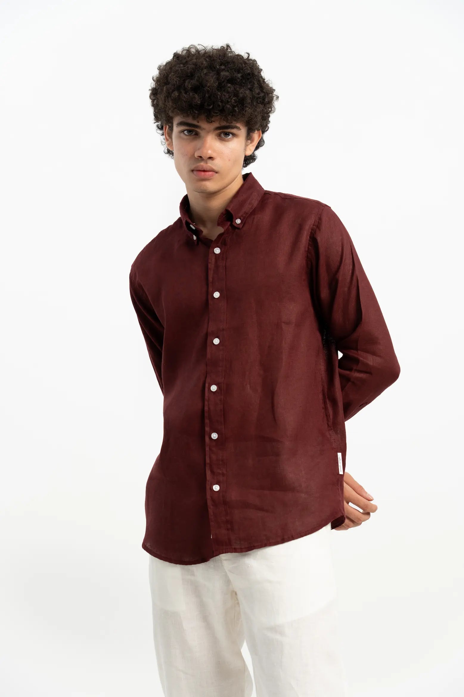 VELAIR LINEN ROYAL MAROON SHIRT