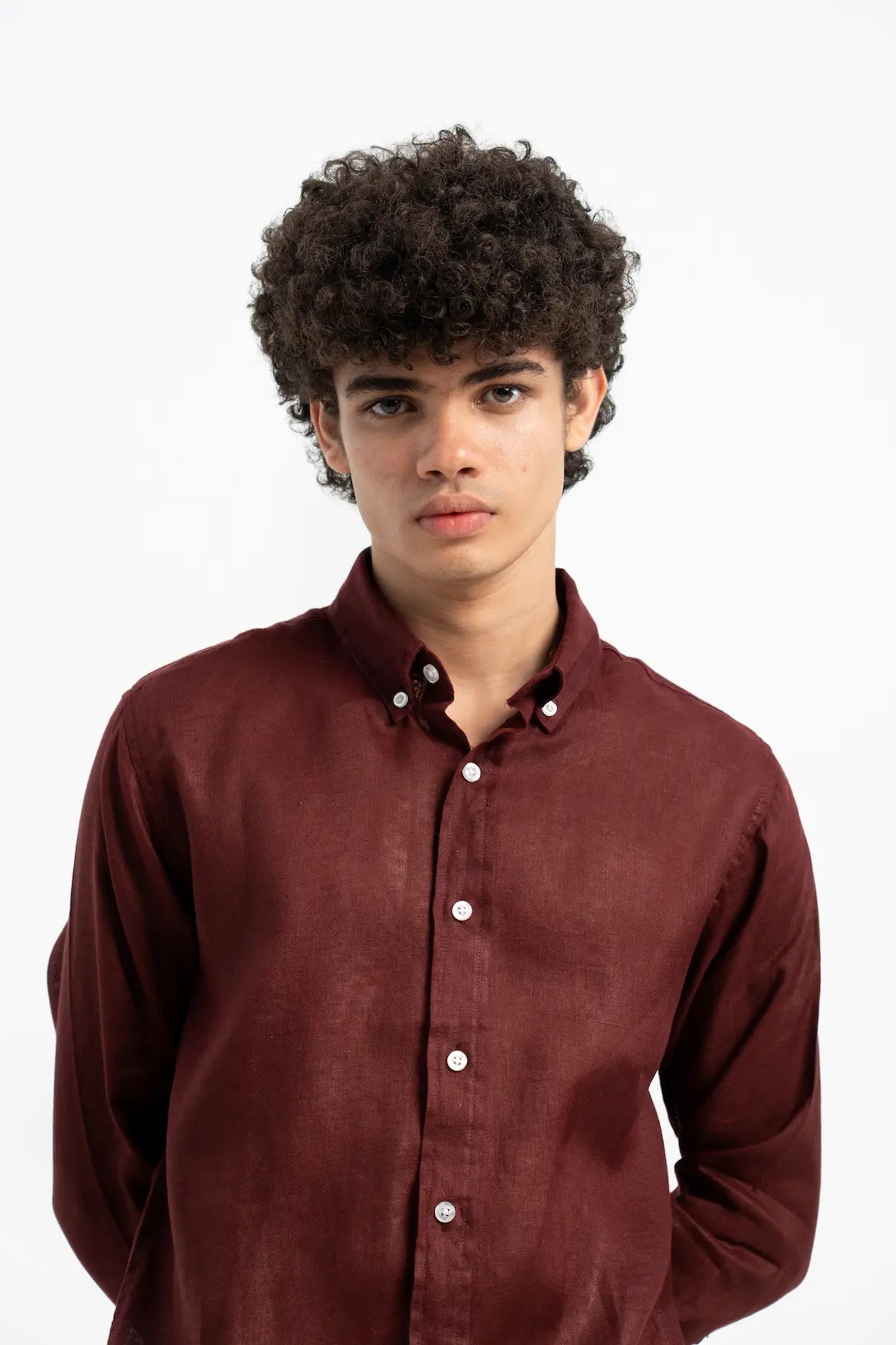 VELAIR LINEN ROYAL MAROON SHIRT