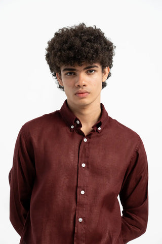 VELAIR LINEN ROYAL MAROON SHIRT