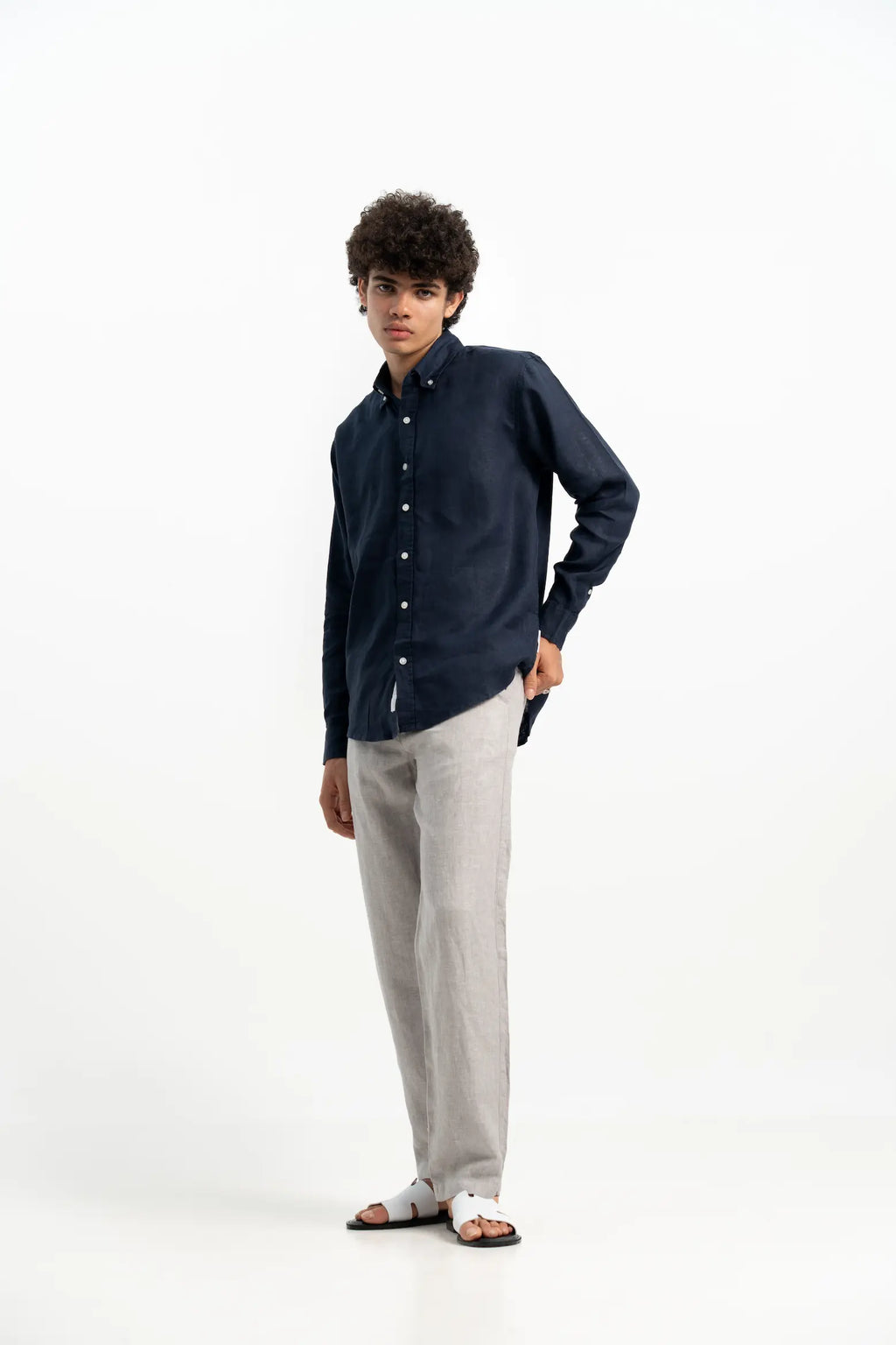 VELAIR LINEN NAVY BLUE SHIRT