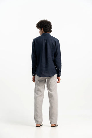 VELAIR LINEN NAVY BLUE SHIRT