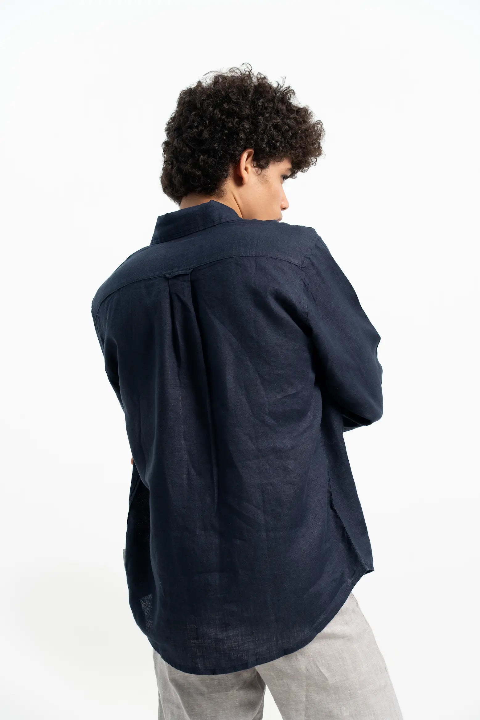 VELAIR LINEN NAVY BLUE SHIRT