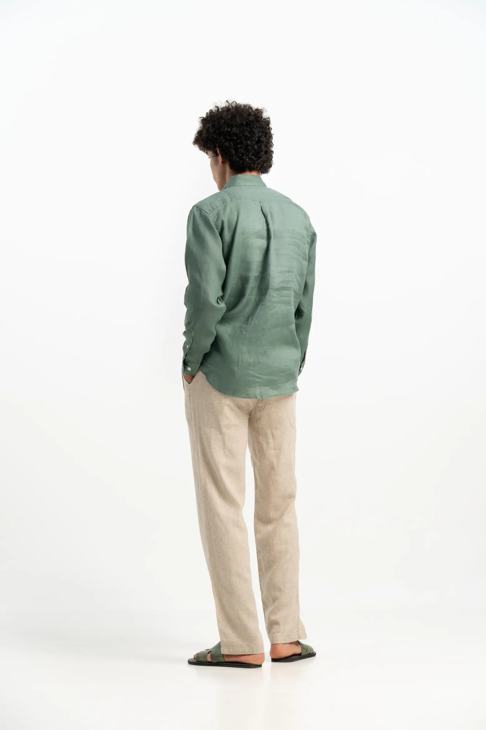 VELAIR LINEN HUNTER GREEN SHIRT