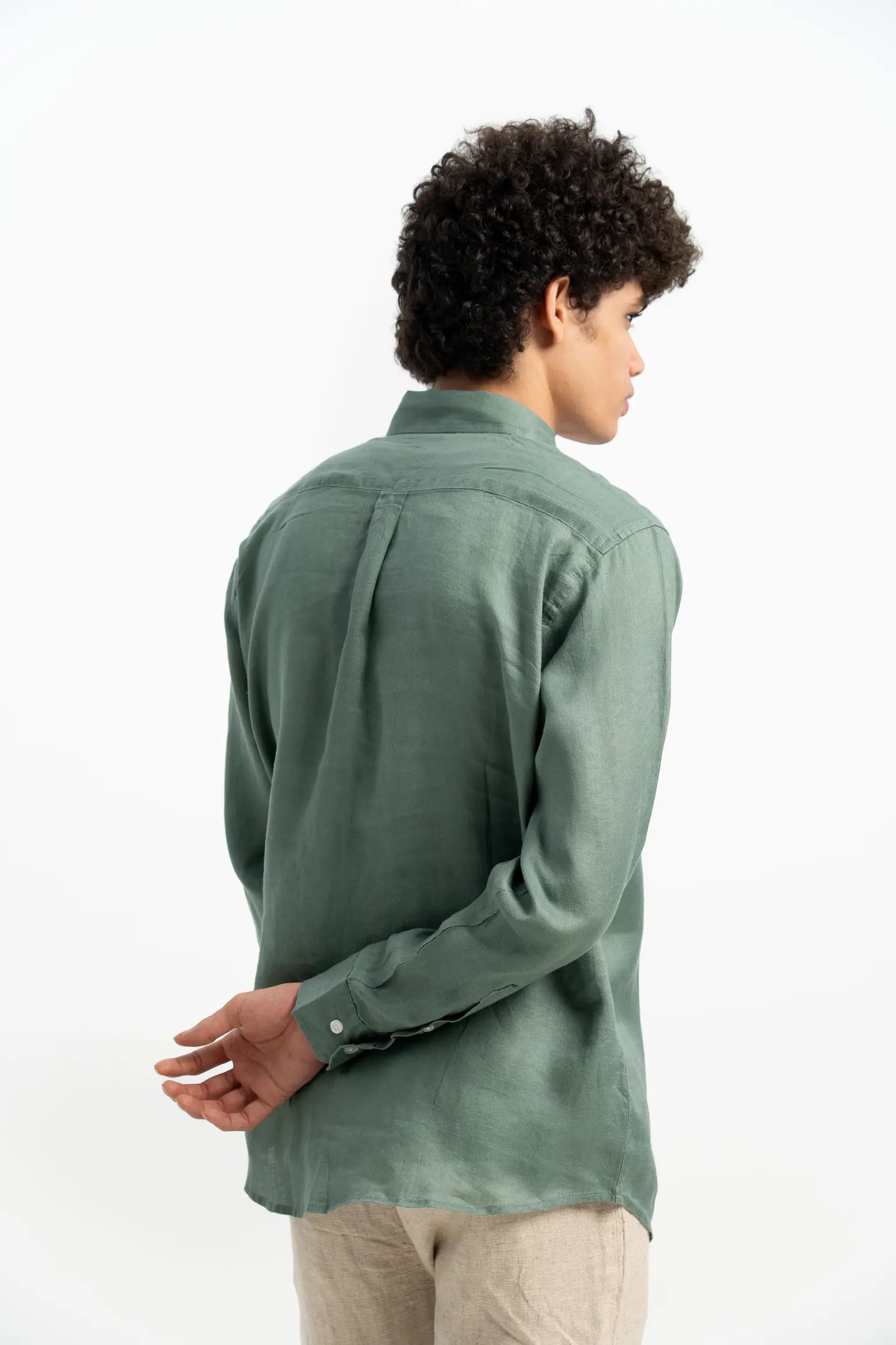 VELAIR LINEN HUNTER GREEN SHIRT