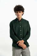 VELAIR LINEN DARK GREEN SHIRT