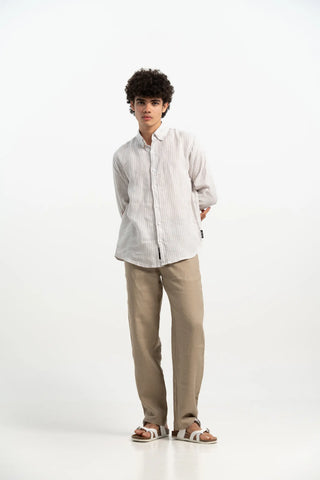 VELAIR LINEN GREY STRIPS SHIRT