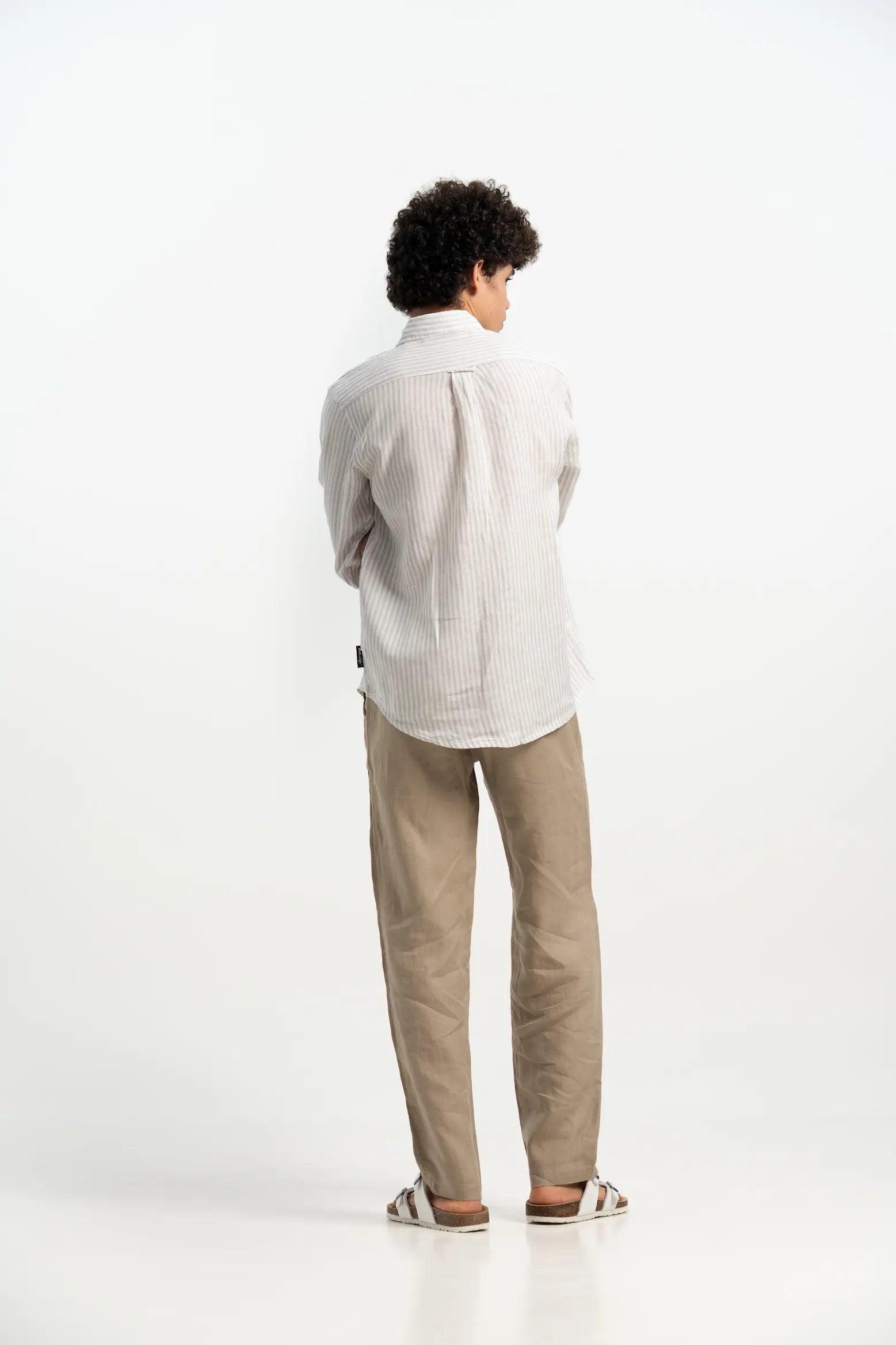 VELAIR LINEN GREY STRIPS SHIRT