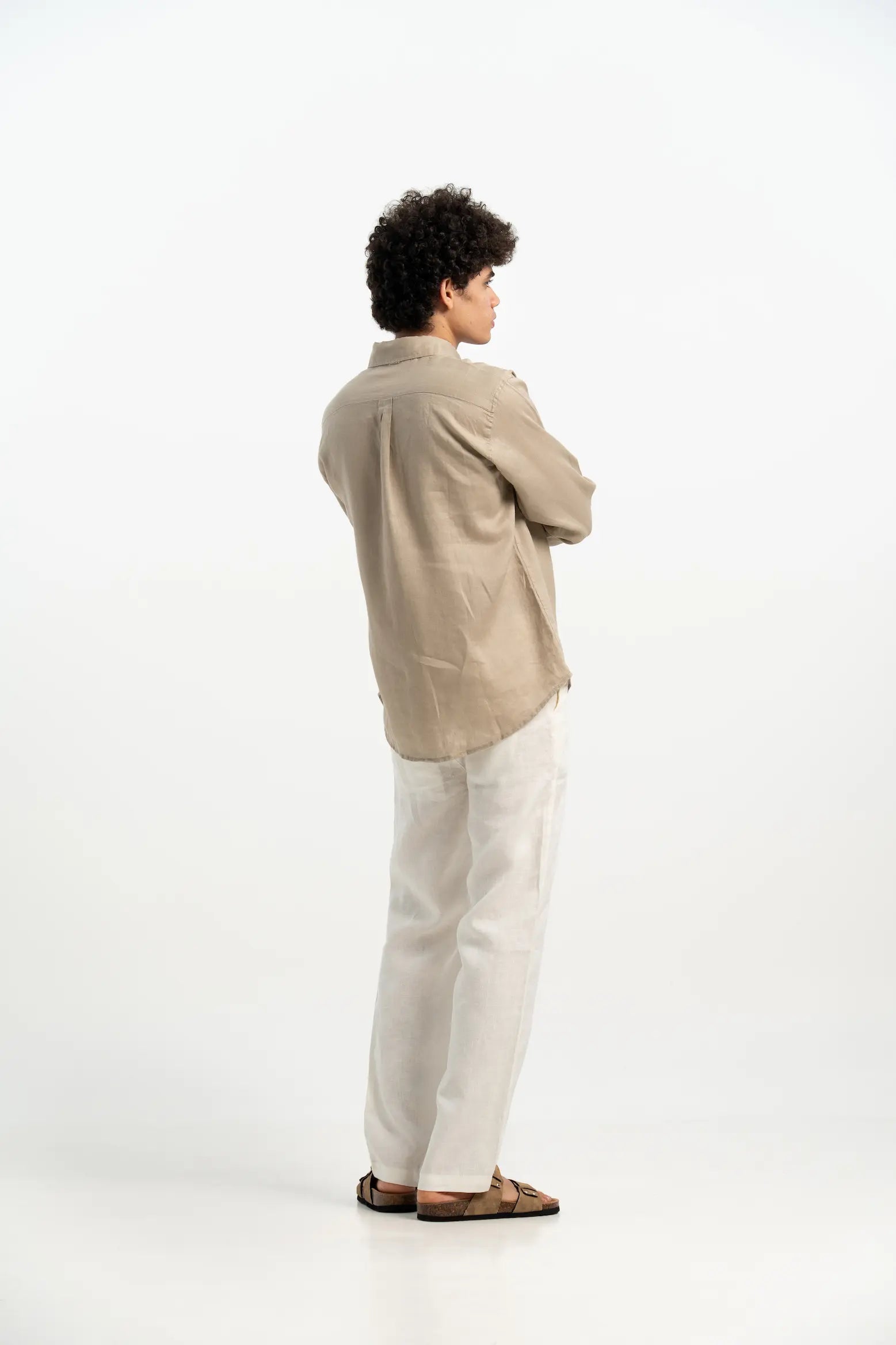 VELAIR LINEN BROWN BEIGE SHIRT