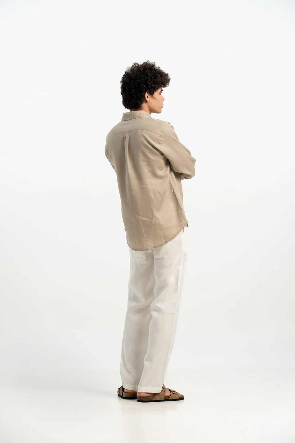 VELAIR LINEN BROWN BEIGE SHIRT