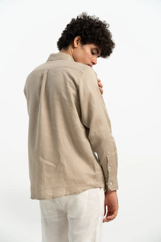 VELAIR LINEN BROWN BEIGE SHIRT