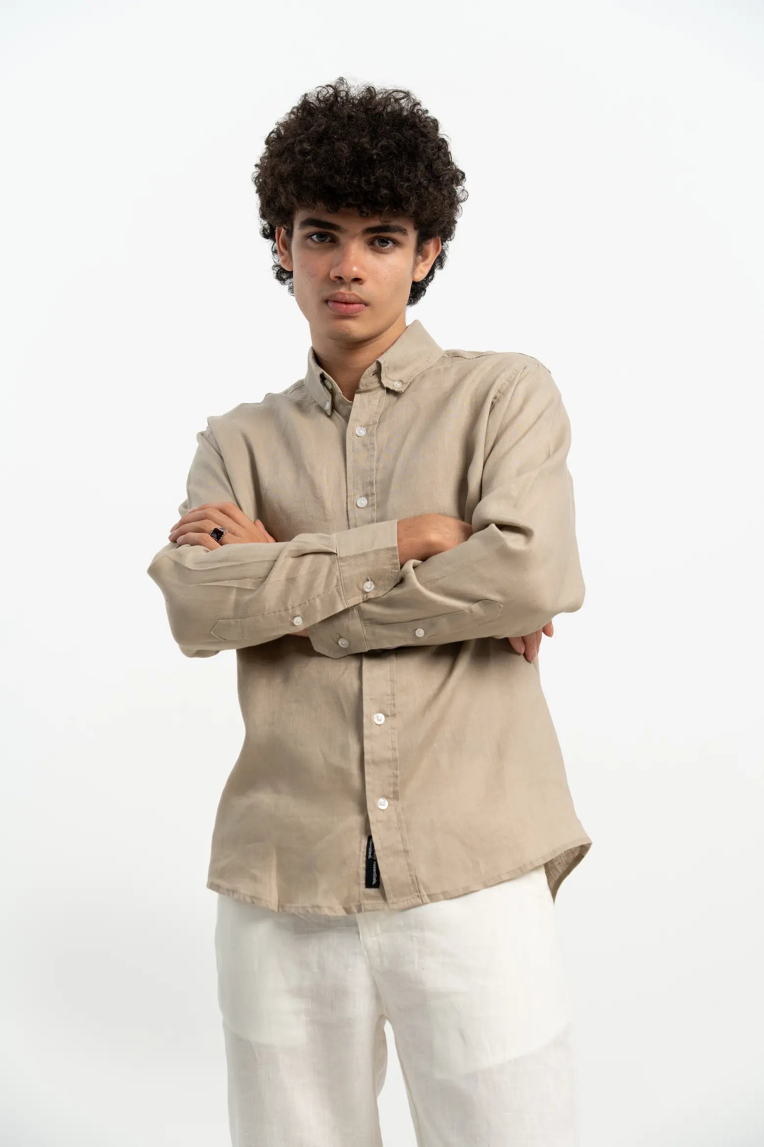 VELAIR LINEN BROWN BEIGE SHIRT