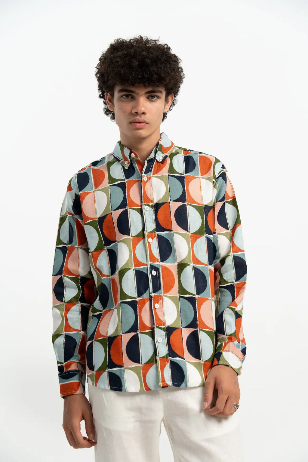 VELAIR LINEN PRINT SHIRT