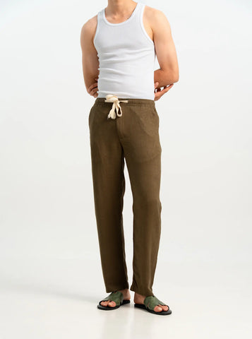 POLY LINEN GREEN TROUSERS