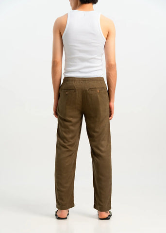 POLY LINEN GREEN TROUSERS