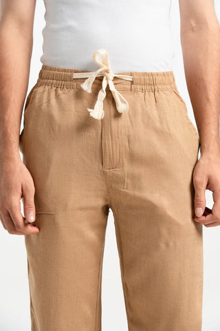 POLY LINEN BROWN TROUSERS