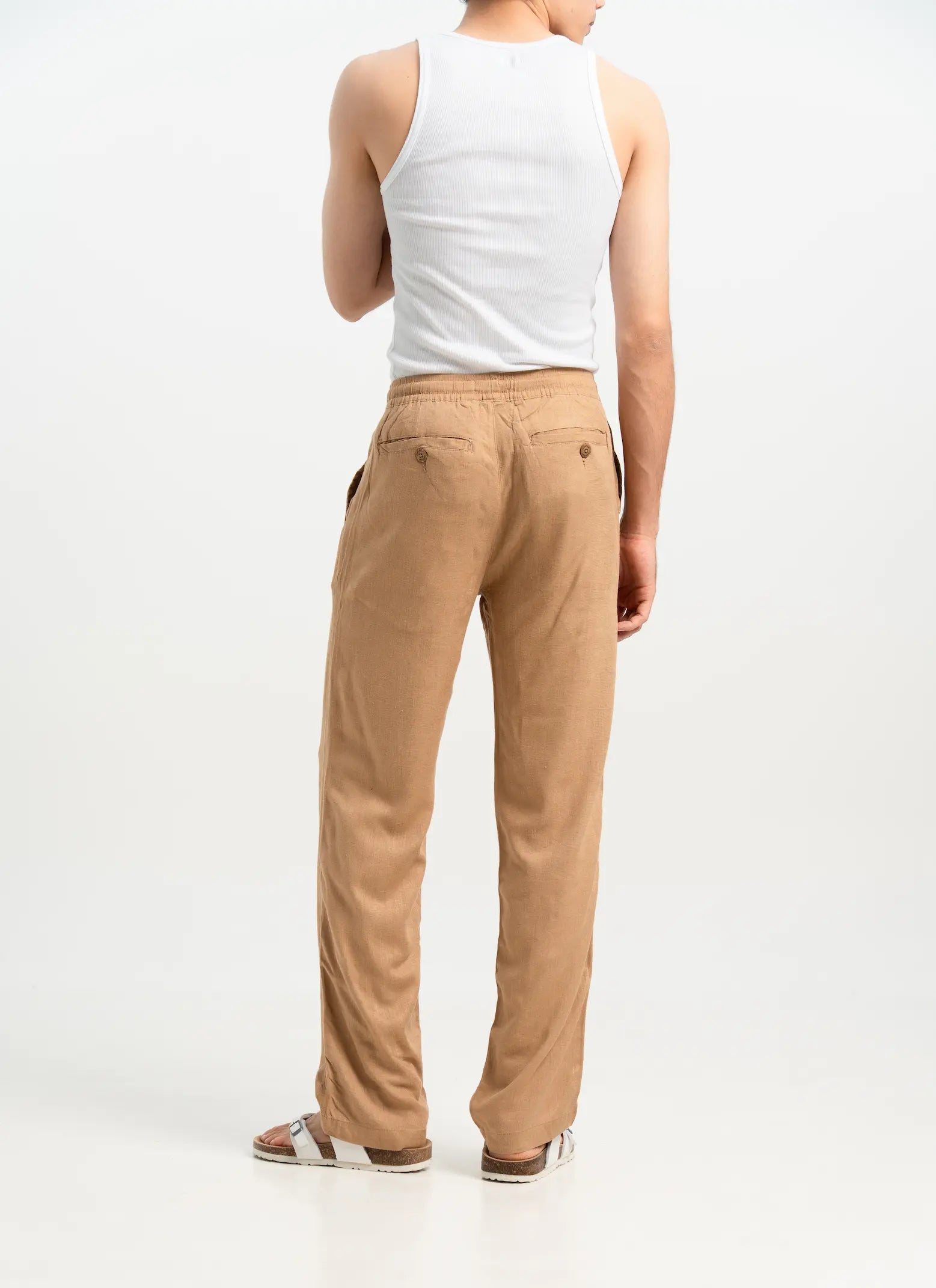 POLY LINEN BROWN TROUSERS