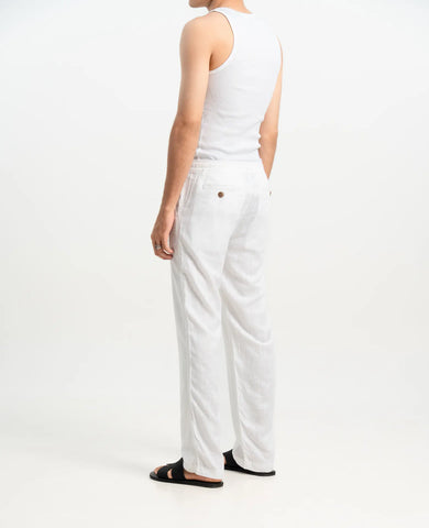 POLY LINEN WHITE TROUSERS