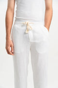 POLY LINEN WHITE TROUSERS