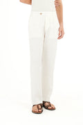100% LINEN WHITE BUCKLE UP PANTS