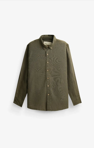 COTTON LINEN OLIVE GREEN SHIRT