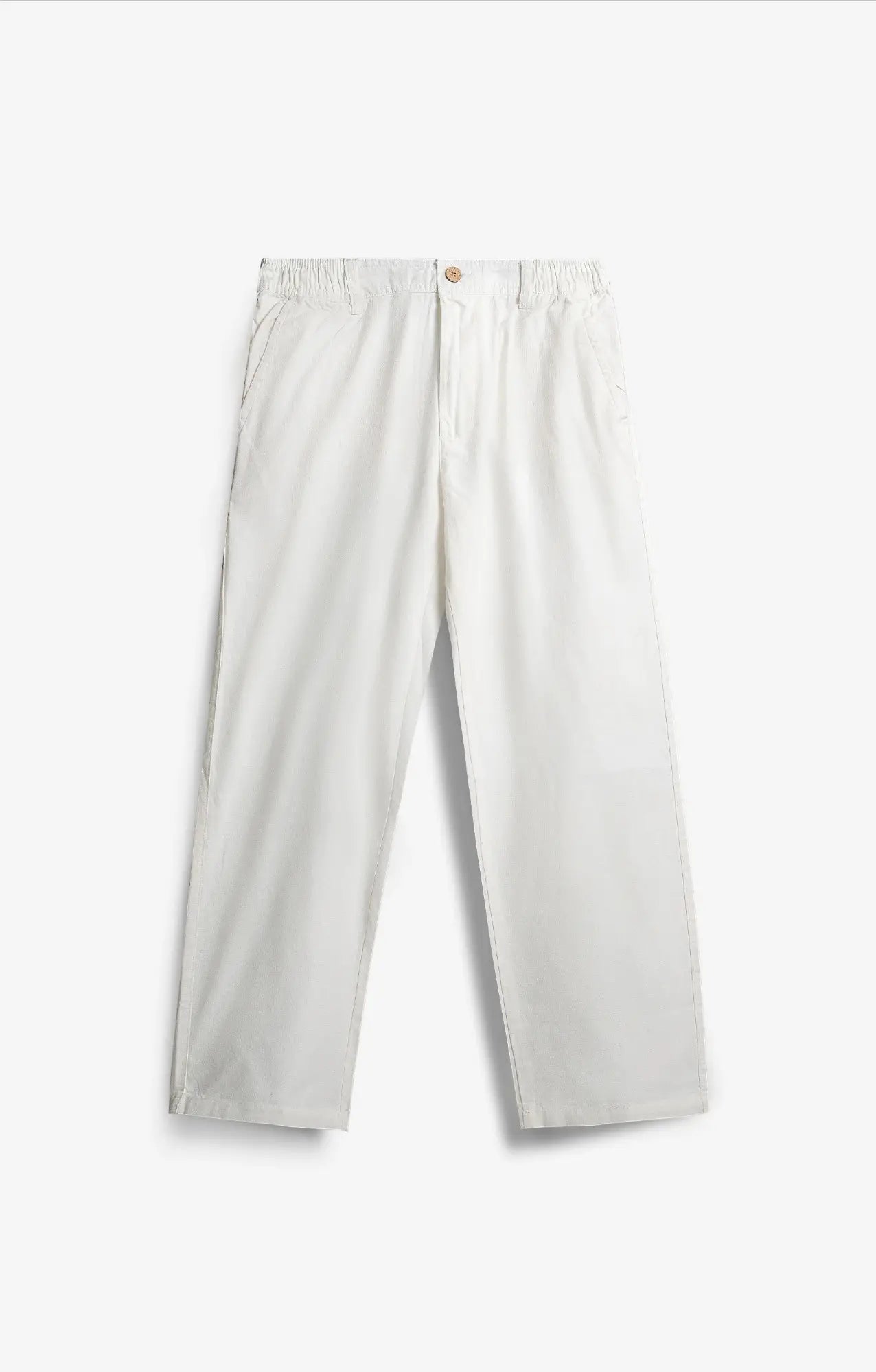 COTTON LINEN TEXTURE WHITE PANTS