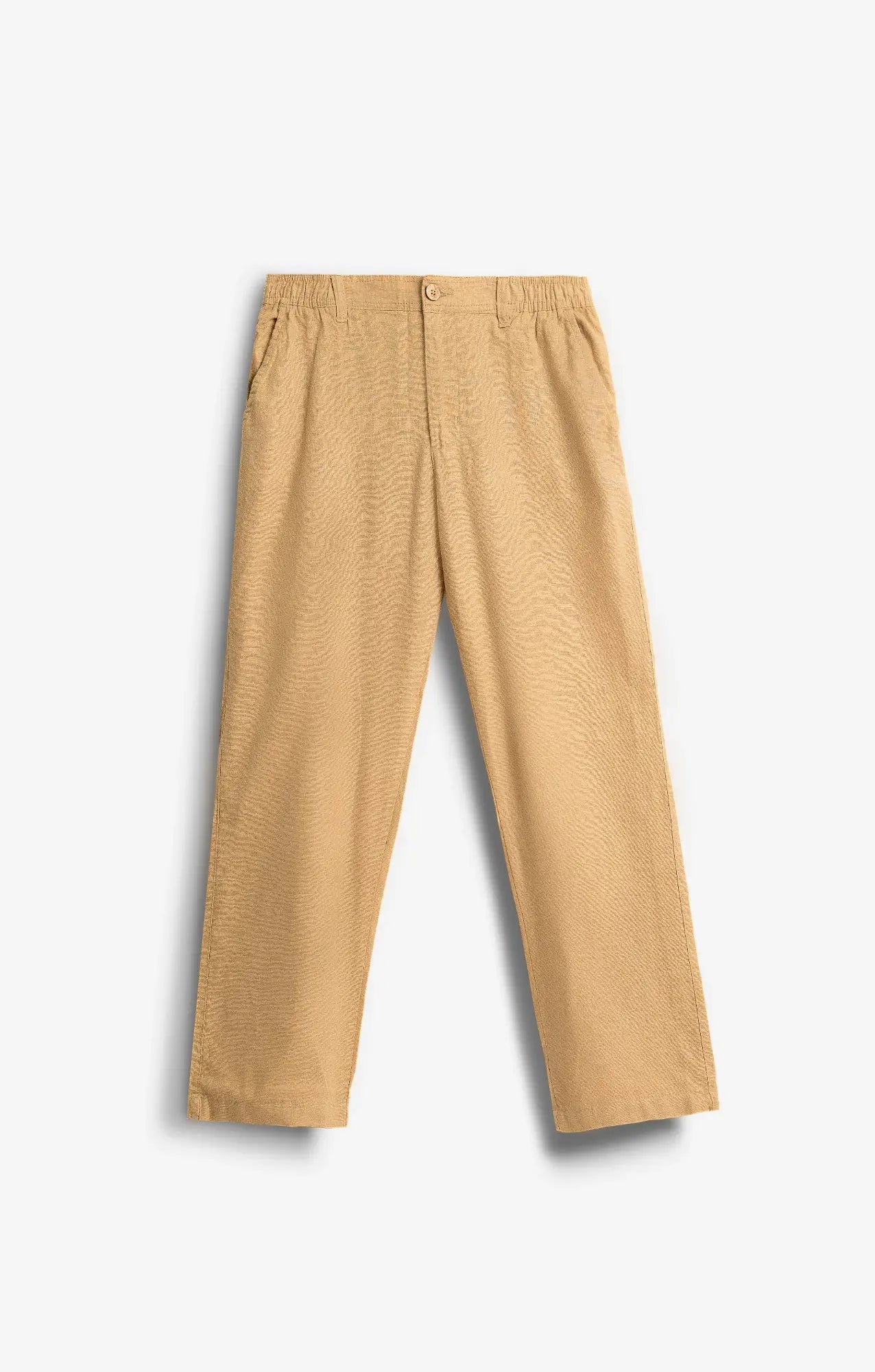 COTTON LINEN CAMEL BROWN PANTS