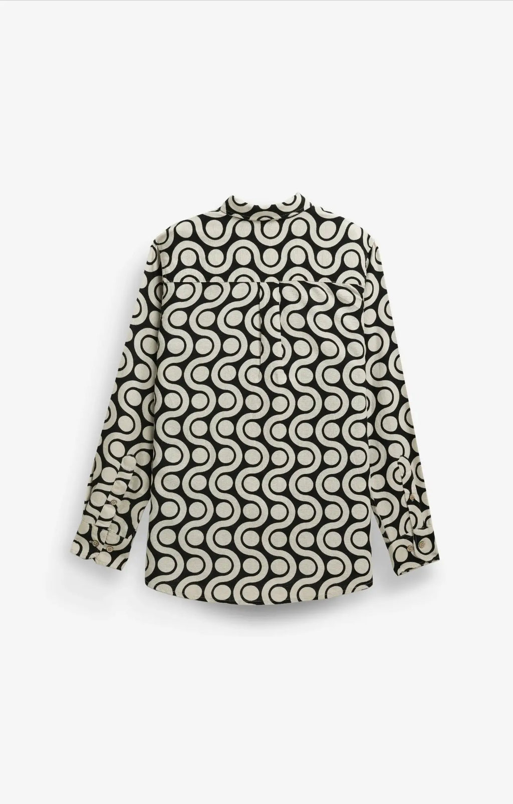 COTTON LINEN PRINT BLACK SHIRT