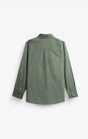 COTTON LINEN HUNTER GREEN SHIRT