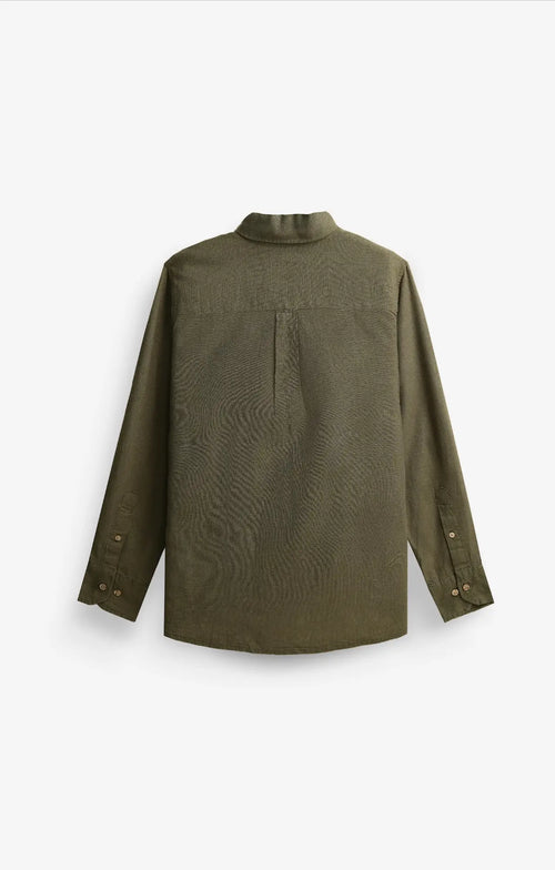 COTTON LINEN OLIVE GREEN SHIRT
