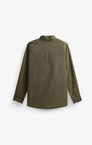 COTTON LINEN OLIVE GREEN SHIRT
