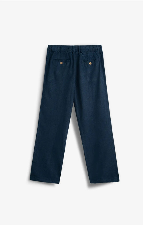 COTTON LINEN NAVY PANTS
