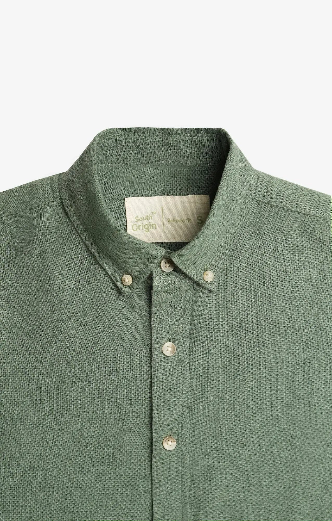 COTTON LINEN HUNTER GREEN SHIRT