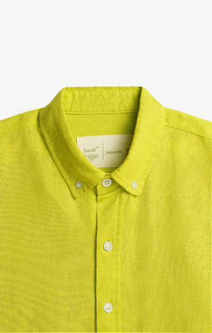 COTTON LINEN NEON GREEN SHIRT