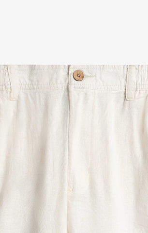 COTTON LINEN PEARL WHITE PANTS