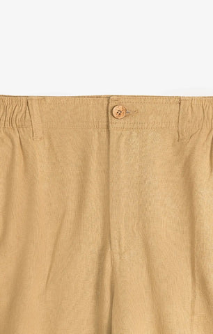 COTTON LINEN CAMEL BROWN PANTS