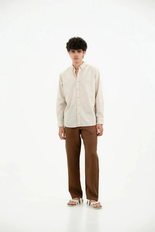 COTTON LINEN PEARL BEIGE SHIRT